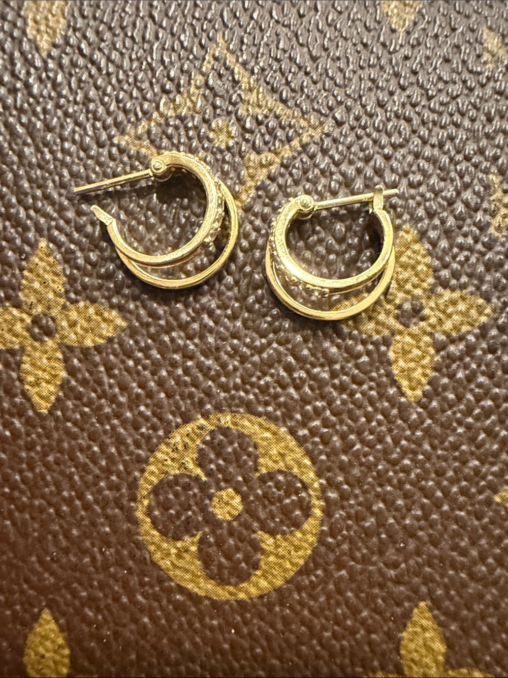 Gold Double-Row Hoop Earrings - Lightweight Women's Jewelry